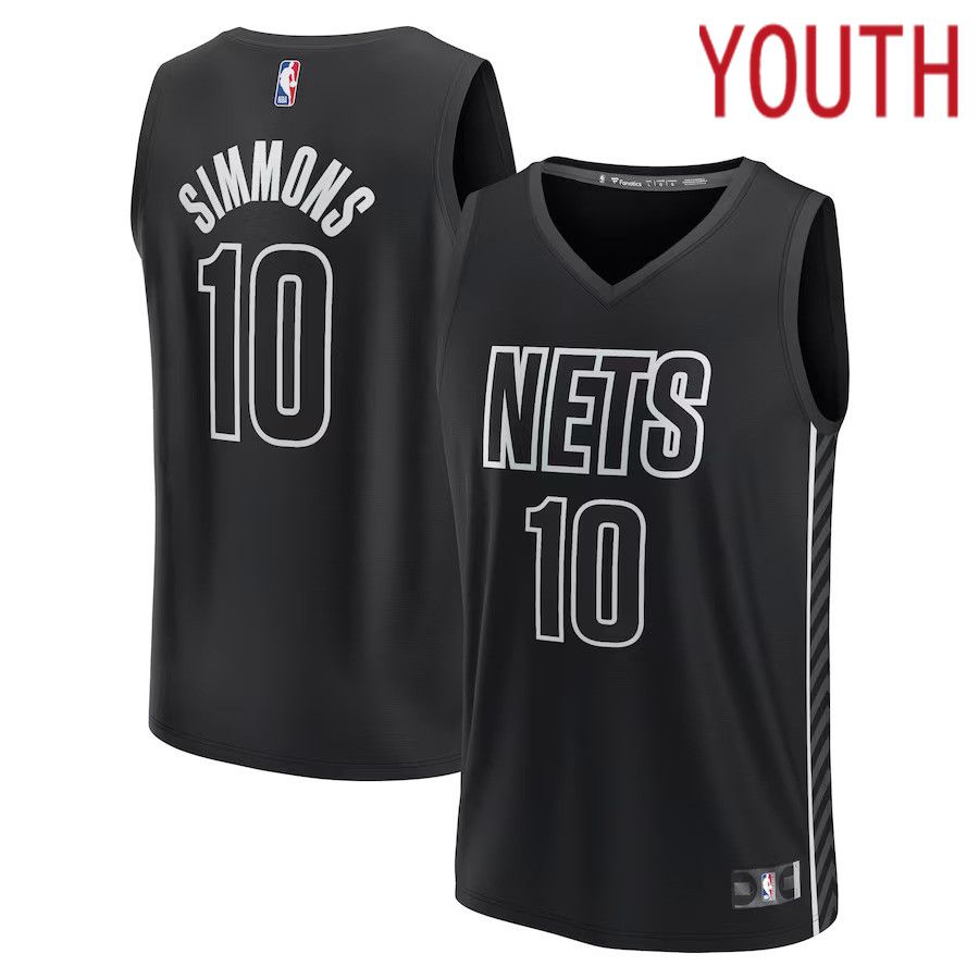 Youth Brooklyn Nets 10 Ben Simmons Fanatics Branded Black Fast Break Player NBA Jersey
